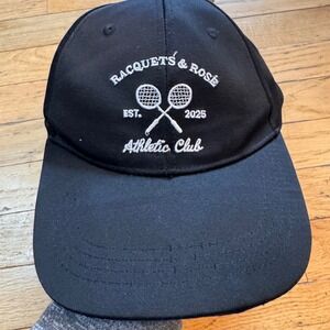 Gertex Racquets & Rose Athletic Club Black Baseball Hat Cap NWT One Size